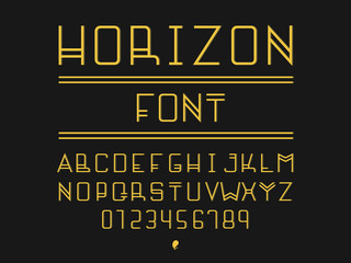 Horizon font. Vector alphabet