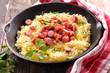 rice and sausage