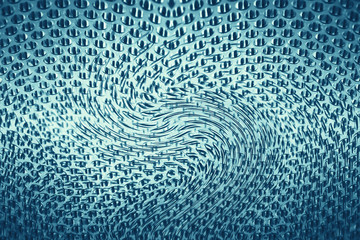 Spherical warp of space. Fantastic background image of wormhole of cyan color.