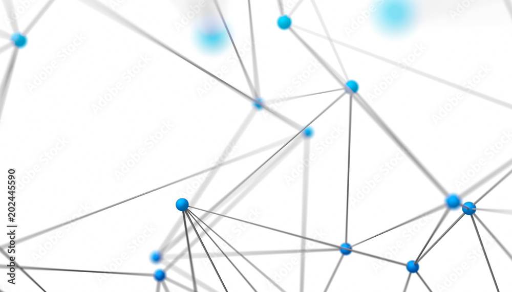 Poster abstract 3d rendering of network concept. modern background. futuristic shape with spheres and lines
