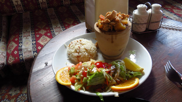 Traditional Turkish Chicken Testi Kebab in Ceramic Pot