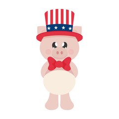 4 july cartoon cute pig in hat