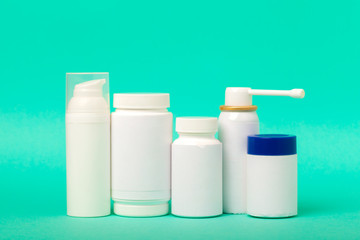 set of various medical bottles