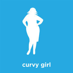 curvy girl icon isolated on blue background