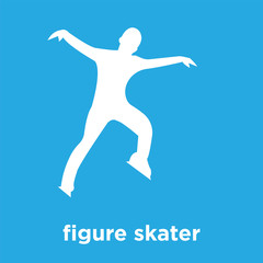 figure skater icon isolated on blue background