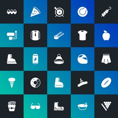 Modern Simple Set of food, clothes, sports, drinks Vector fill Icons. Contains such Icons as  porridge,  italian,  meal,  food and more on dark and gradient background. Fully Editable. Pixel Perfect.