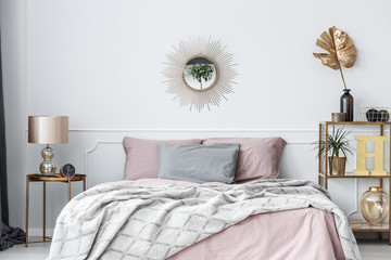 Pink and gold bedroom