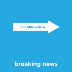 breaking news icon isolated on blue background