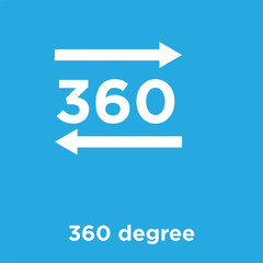 360 degree icon isolated on blue background