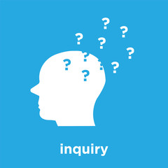 inquiry icon isolated on blue background