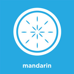 mandarin icon isolated on blue background