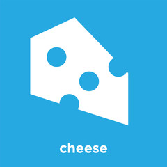 cheese icon isolated on blue background