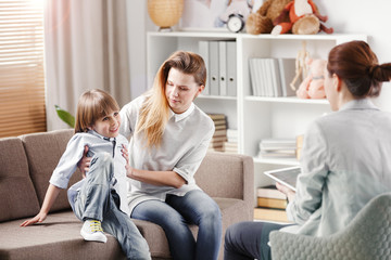 Boy with ADHD and mother