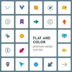 Modern Simple Set of location, arrows, cursors, bookmarks Vector flat Icons. Contains such Icons as  graphic,  vertical,  web,  left, route and more on grey background. Fully Editable. Pixel Perfect