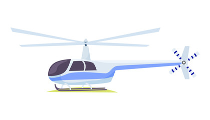 Fast Blue and Gray Helicopter on White Background