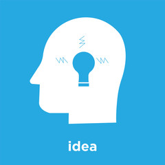 idea icon isolated on blue background