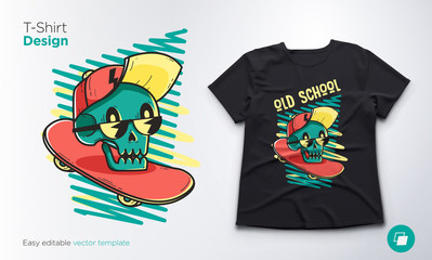Funny skeleton. Print on T-shirts, sweatshirts and souvenirs