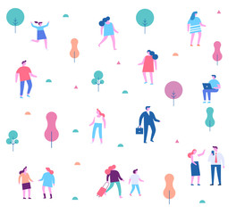 Background people characters. Outdoor activity. Flat vector illustration.