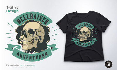 Vintage skull emblem. Print for t-shirts, sweatshirts and souvenirs.