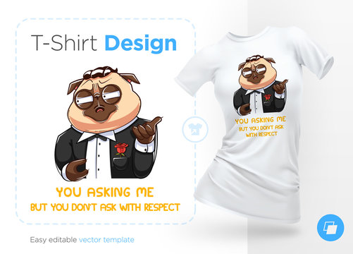 Pug life. Print on T-shirts, sweatshirts and souvenirs. Godfather pug gangster