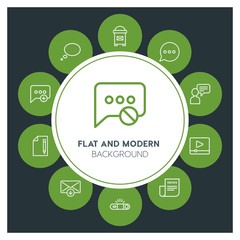 chat and messenger, video, photos, email Infographic Circle outline Icons Set. Contains such Icons as  business,  website,  elements,  background,  pattern and more. Fully Editable. Pixel Perfect