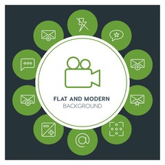 chat and messenger, video, photos, email Infographic Circle outline Icons Set. Contains such Icons as  business,  website,  elements,  background,  pattern and more. Fully Editable. Pixel Perfect