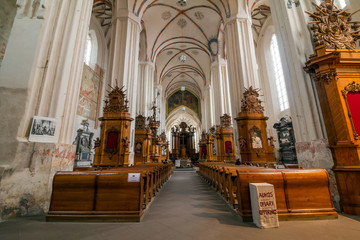 Fototapeta na wymiar Interior of St. Anne's Church and church of the Bernardine Monastery in Vilnius' Old Town