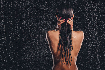 Woman in shower - obrazy, fototapety, plakaty