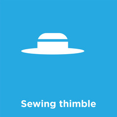 Sewing thimble icon isolated on blue background
