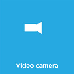 Video camera icon isolated on blue background