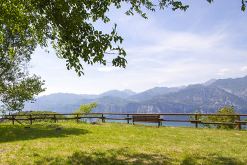 Obraz premium View of nice mountain view Garda Lake. Lago di Garda from from Monte Baldo. 