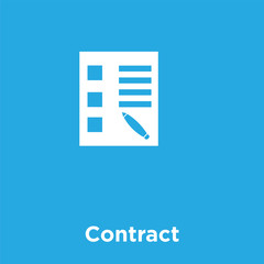 Contract icon isolated on blue background