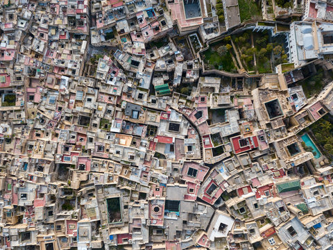 Aerial top view of Medina in Fes, Morocco
