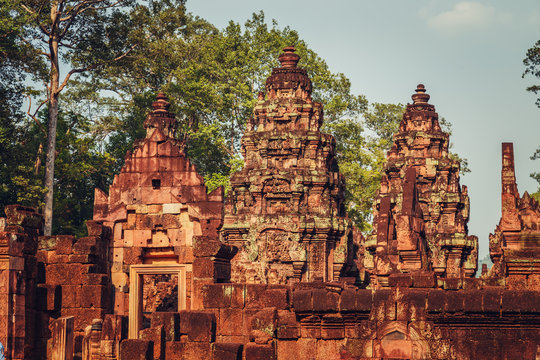 Banteay Srey - unique temple of pink sandstone.
