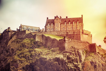 Fototapeta na wymiar Edinburgh Castle in Spring Season, Scotland At Sunrise