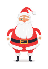 Santa Claus with One Closed Eye Winks and Wishes
