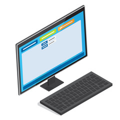 Online Authorization Page on PC Screen Vector