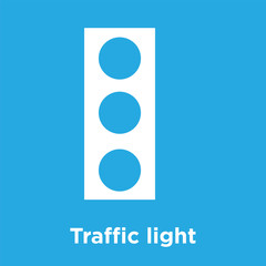 Traffic light icon isolated on blue background