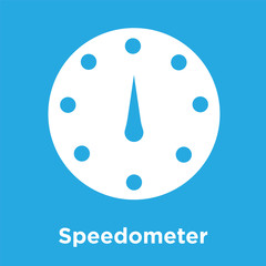 Speedometer icon isolated on blue background