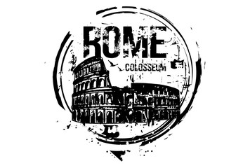 Rome, Colosseum. Italy city design. Hand drawn illustration.