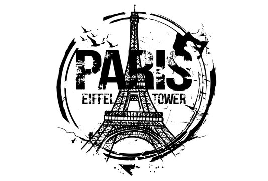 Eiffel Tower. Paris, France city design. Hand drawn illustration.