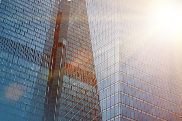 Modern business buildings with sunlight effect