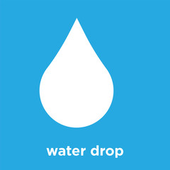 water drop icon isolated on blue background