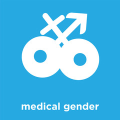 medical gender icon isolated on blue background