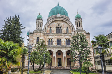 View of Great Synagogue of Florence (Tempio Maggiore Israelitico di Firenze, 1848). Great Synagogue of Florence is one of largest synagogues in South-central Europe. Florence, Tuscany region, Italy.