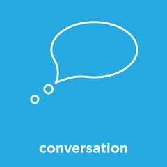 conversation icon isolated on blue background