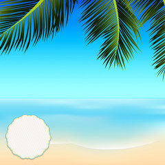 Summer tropical scene with copy space in a corner