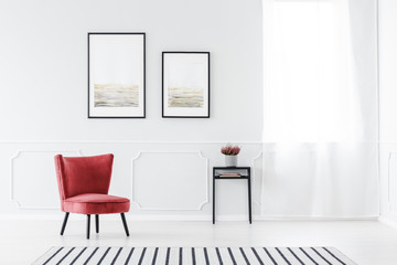 Red and grey living room
