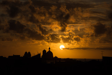 Magical- Amazing - Outstanding Sunset over the cathedral of Sainte-Marie-Majeure - France, city of Marseille
