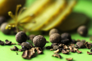 Black pepper, large spices, macro